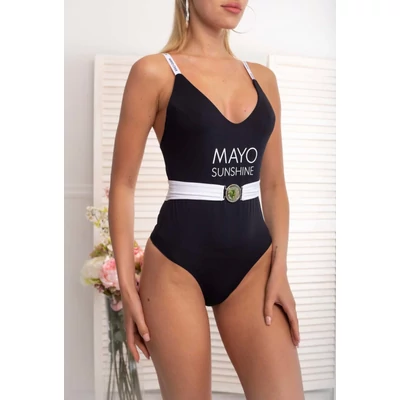 Mayo chix egyrészes fürdőruha + öv fekete